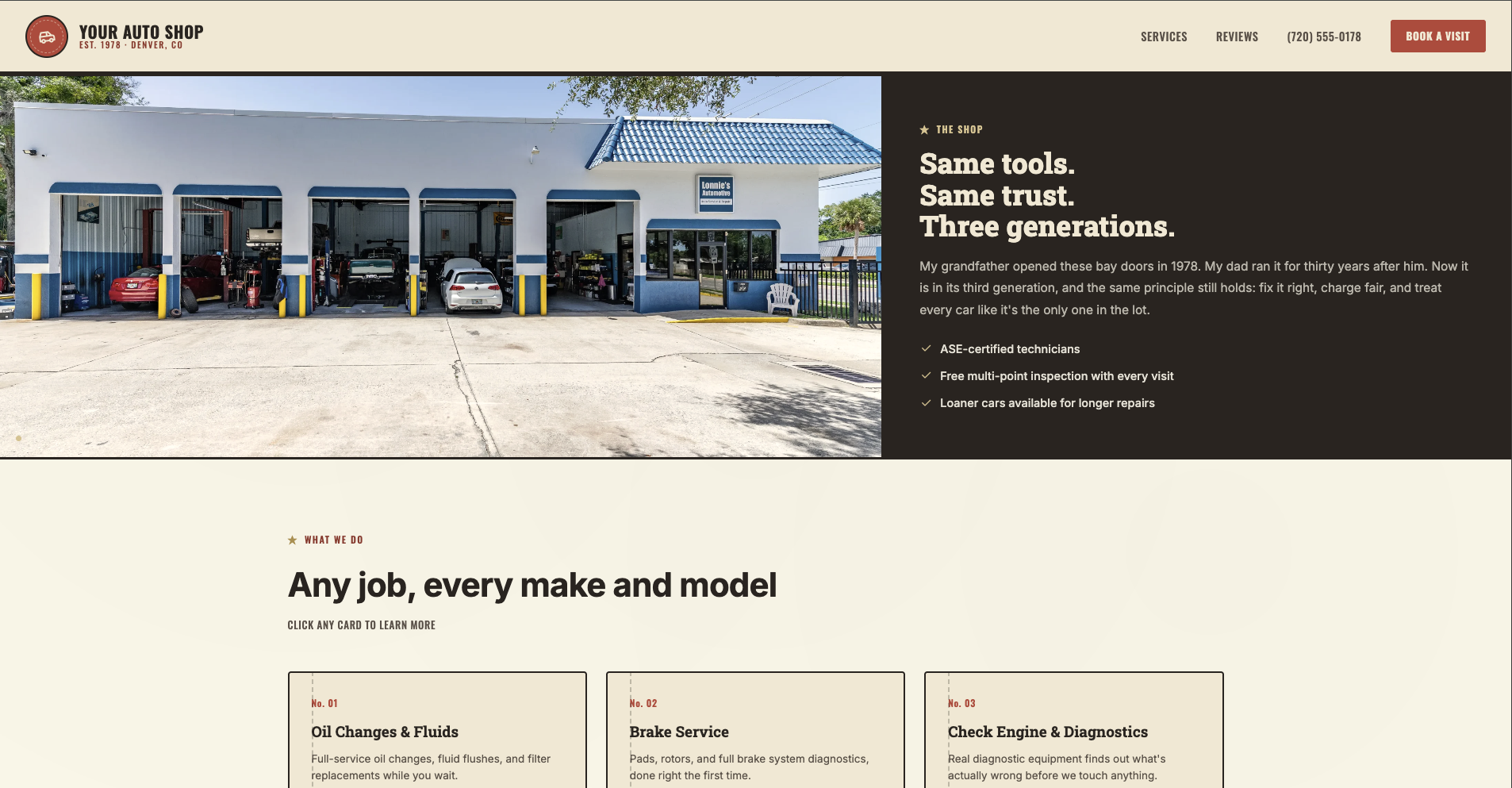 Your Auto Shop website preview